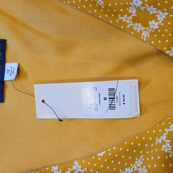 Francescas Blue Rain Gold Smocked Puff Sleeve Mini Dress size Medium - Picture 4 of 5